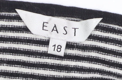 EAST Women’s Black Striped Scoop Neck Bow Jumper Size 18