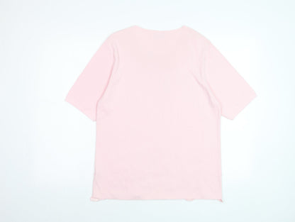 Talisa Women Pink Embroidered Short Sleeve Knit T-Shirt XL