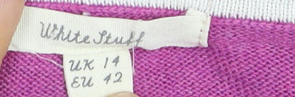 White Stuff Women's Purple Cotton Blend Crew Neck Jumper Size 14