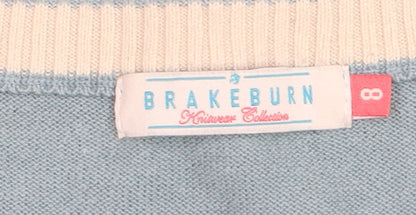Brakeburn Women's Blue Striped Jumper Dress Size 8 Knitwear Casual