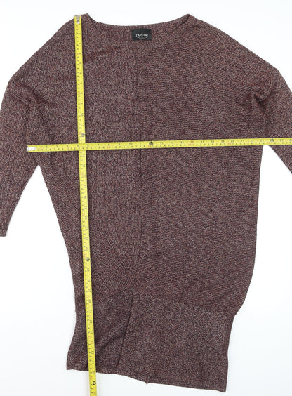 Zara Women Brown Knit Jumper Dress Size 12 Long Sleeve Viscose Blend