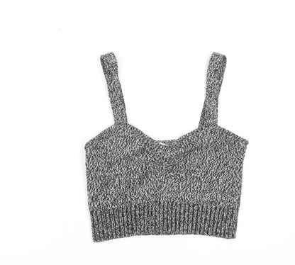 Zara Womens Grey Knit Cropped Tank Top L Slim Fit
