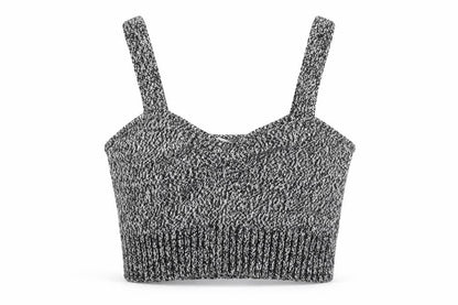 Zara Womens Grey Knit Cropped Tank Top L Slim Fit