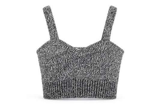 Zara Womens Grey Knit Cropped Tank Top L Slim Fit