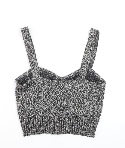 Zara Womens Grey Knit Cropped Tank Top L Slim Fit