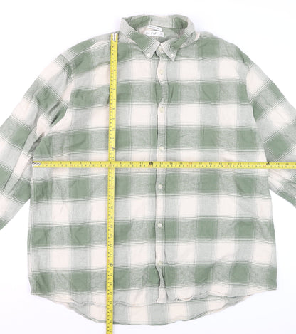 F&F Men’s Green Check Button-Down Cotton Shirt 3XL