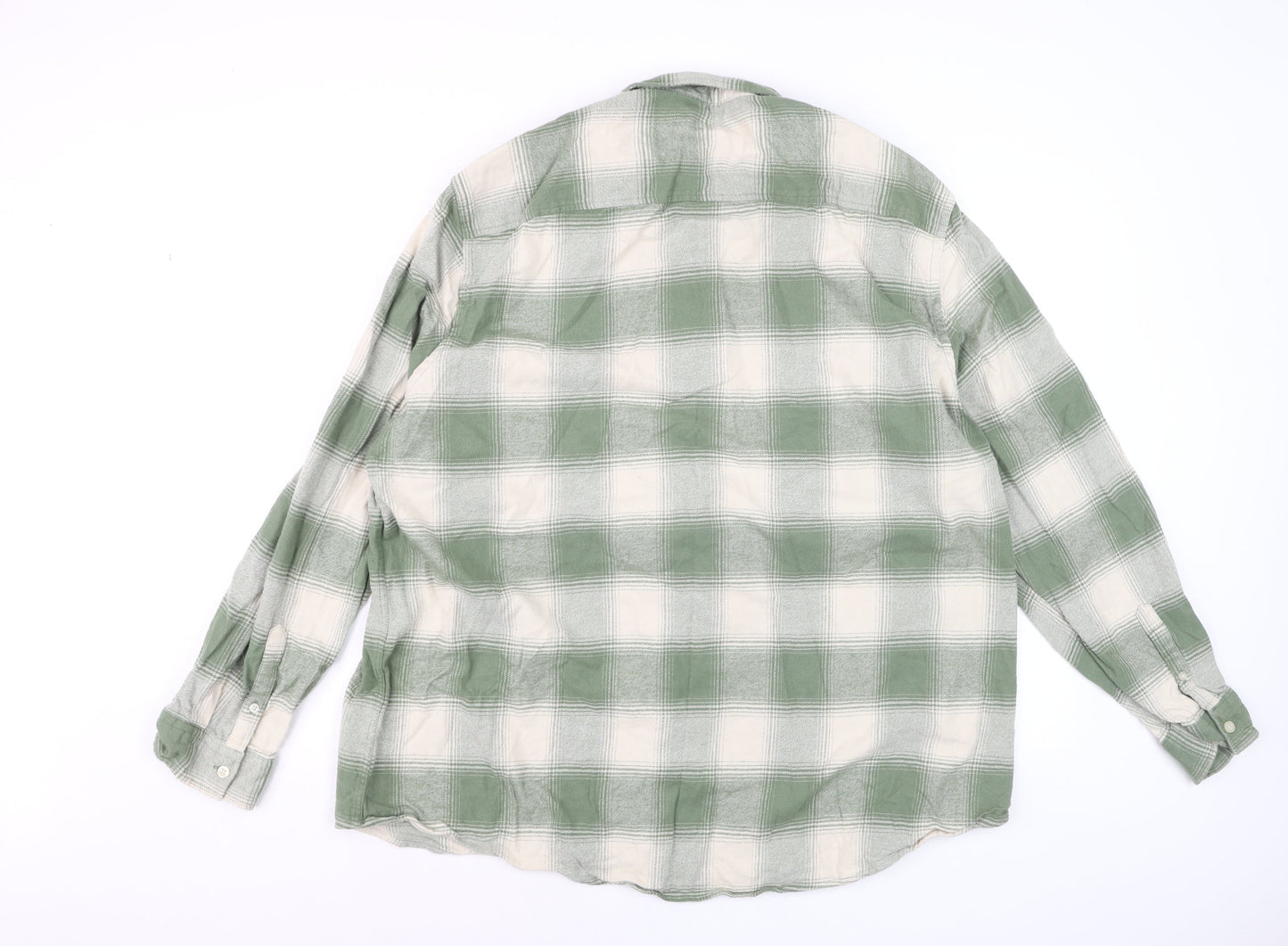 F&F Men’s Green Check Button-Down Cotton Shirt 3XL
