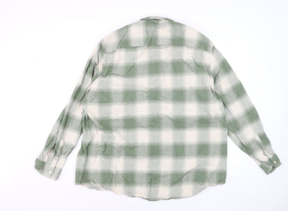 F&F Men’s Green Check Button-Down Cotton Shirt 3XL