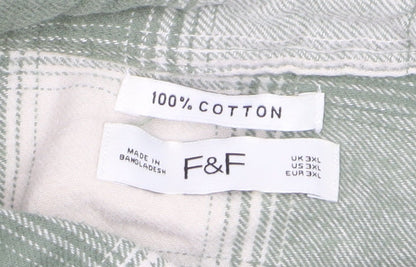 F&F Men’s Green Check Button-Down Cotton Shirt 3XL
