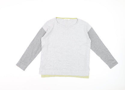 White Stuff Women's Grey Pullover Jumper UK 10 Cotton Blend Long Sleeve Knit