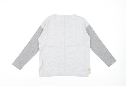 White Stuff Women's Grey Pullover Jumper UK 10 Cotton Blend Long Sleeve Knit