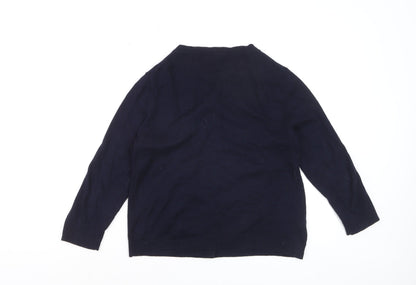 Laura Ashley Women's Blue Wool Blend Crew Neck Cardigan UK 12