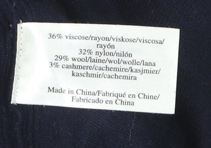 Laura Ashley Women's Blue Wool Blend Crew Neck Cardigan UK 12
