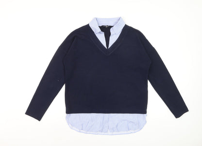 Friends Like These Women's Blue V-Neck Pullover Jumper Size 8