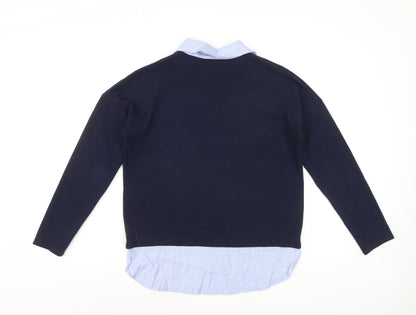 Friends Like These Women's Blue V-Neck Pullover Jumper Size 8