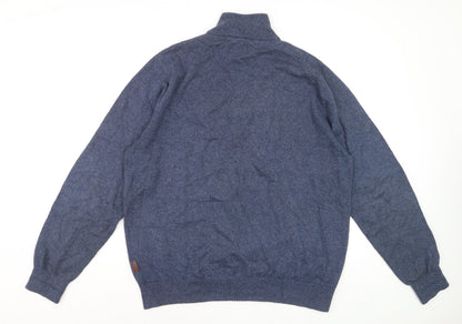 Schöffel Men Blue XL Cotton Cashmere 1/4 Zip Knit Sweatshirt