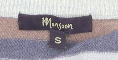 Monsoon Men's Multicoloured Striped Lambswool Crew Neck Jumper Size S