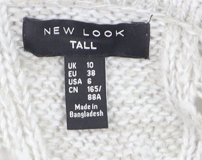 New Look Women’s Grey Tall Cable Knit Open Cardigan Size 10