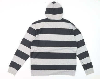 Urban Spirit Men's Grey Black Striped Pullover Hoodie XL