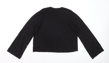 H&M Women Black Beaded Knit Jumper Size 14 Long Sleeve