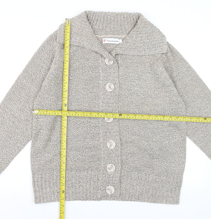 Beaumonde Women Beige Collared Chunky-Knit Cardigan L