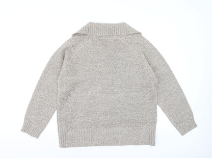 Beaumonde Women Beige Collared Chunky-Knit Cardigan L