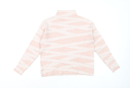 Maison de Nimes Women’s Pink Geometric Mock Neck Jumper Size 12