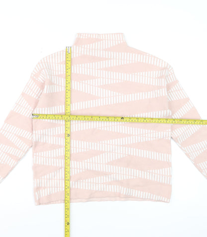 Maison de Nimes Women’s Pink Geometric Mock Neck Jumper Size 12
