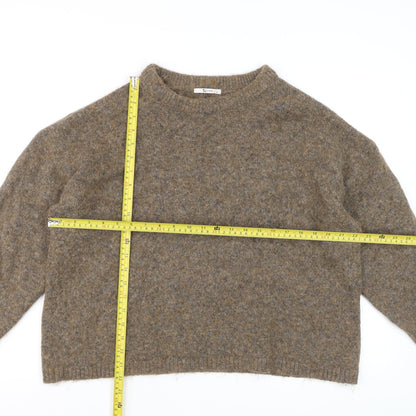 Tu Women Brown Wool Blend Crew Neck Jumper Size 12 Pullover