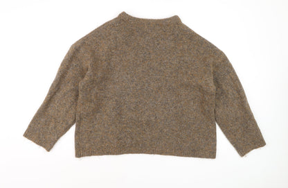 Tu Women Brown Wool Blend Crew Neck Jumper Size 12 Pullover