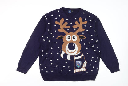 West Bromwich Albion Men's Blue XL Christmas Reindeer Jumper