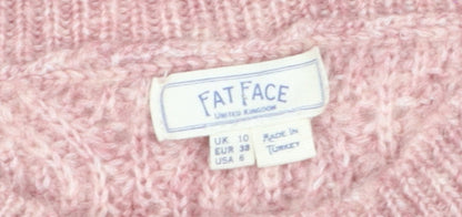Fat Face Womens Pink Cable Knit Wool Blend Jumper Size 10