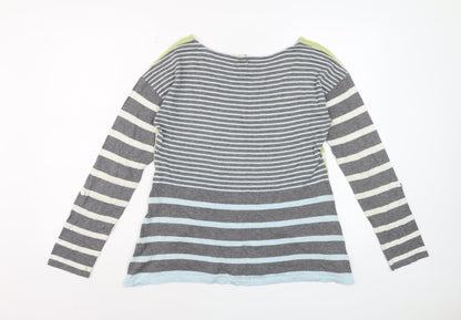 White Stuff Women's Multicoloured Striped Cotton Jumper Size 12