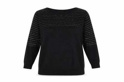 Roman Women’s Black Round Neck Knit Jumper Size 20 Long Sleeve