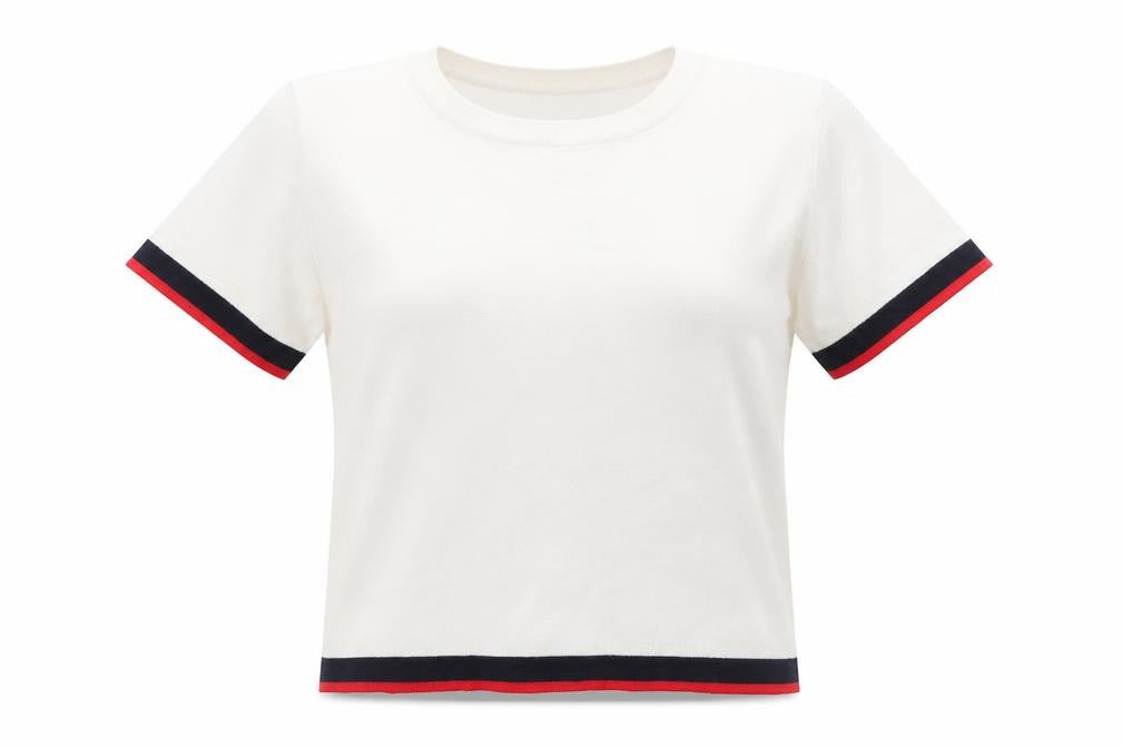 Zara Women Ivory Short Sleeve Knit T-Shirt Medium