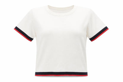 Zara Women Ivory Short Sleeve Knit T-Shirt Medium