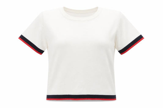 Zara Women Ivory Short Sleeve Knit T-Shirt Medium