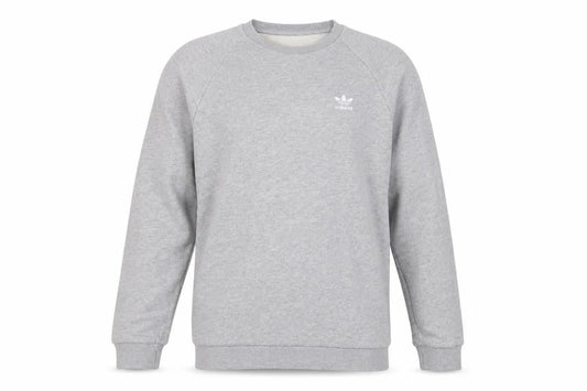 Front view of Adidas Men's Grey Crew Neck Pullover Sweatshirt, size M
