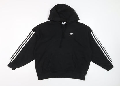 Adidas Womens Black Pullover Hoodie Size 4 Cotton Long Sleeve Casual