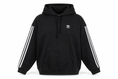 Adidas Womens Black Pullover Hoodie Size 4 Cotton Long Sleeve Casual