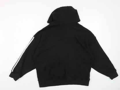 Adidas Womens Black Pullover Hoodie Size 4 Cotton Long Sleeve Casual