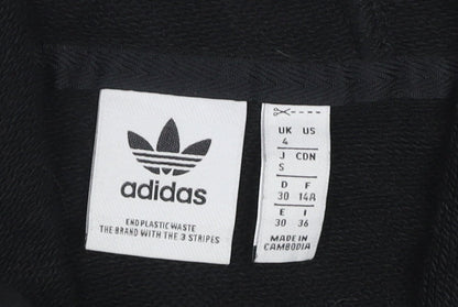 Adidas Womens Black Pullover Hoodie Size 4 Cotton Long Sleeve Casual