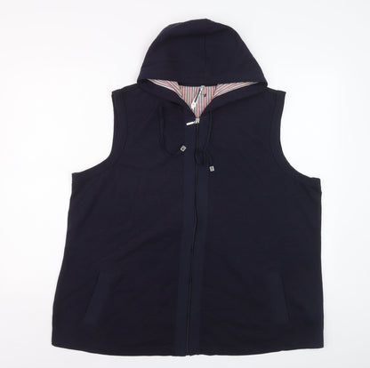 BM Women's Navy XL Sleeveless Full Zip Hoodie Vest