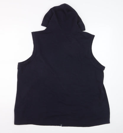BM Women's Navy XL Sleeveless Full Zip Hoodie Vest