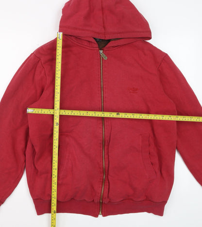 Cotton Traders Men's Red Full Zip Fleece Lined Hoodie Size M