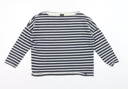 Finisterre Women's Blue Striped Organic Cotton Long Sleeve Top Size 8