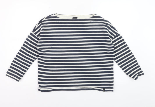 Finisterre Women's Blue Striped Organic Cotton Long Sleeve Top Size 8