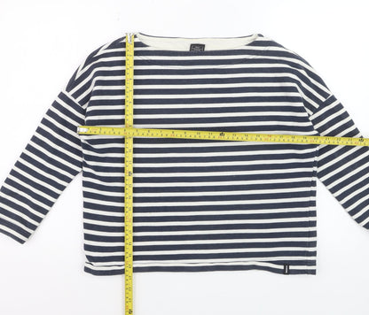 Finisterre Women's Blue Striped Organic Cotton Long Sleeve Top Size 8