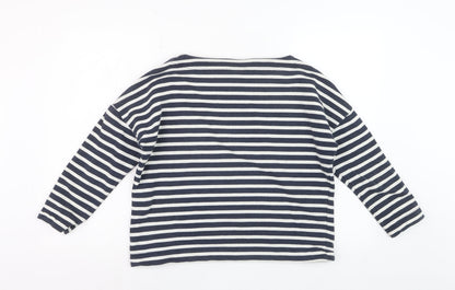 Finisterre Women's Blue Striped Organic Cotton Long Sleeve Top Size 8