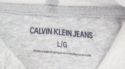 Calvin Klein Jeans Womens Grey Hoodie L Pullover Cotton Blend